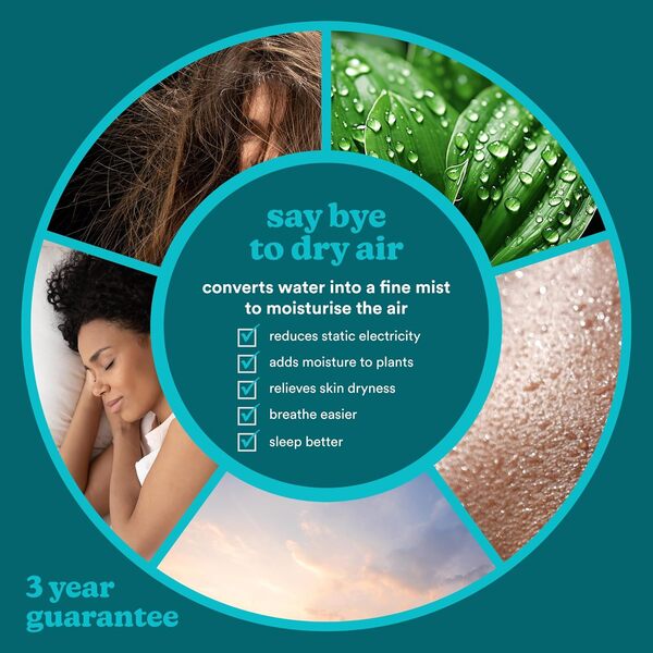 HoMedics TotalComfort Deluxe Humidificateur d’air ultrasonique – Brume froide visible – Remplissage par le haut 5.6L – Brumisateur 360° - Parfait pour pièces familiales et chambres – Huile essentielle