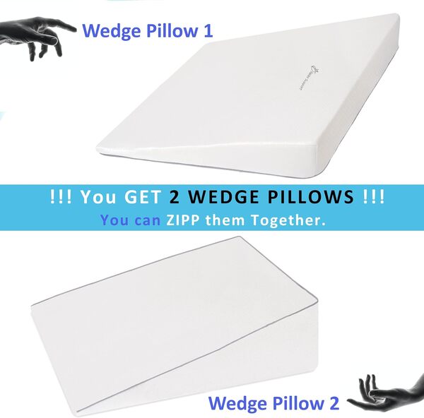 Coussin de lit – pour chirurgie de reflux acide, brûlures d'estomac, lecture, anti-ronflements – Technologie 3 en 1 d'élévation d'inclinaison réglable – Oreiller de soutien triangulaire pour dormir et