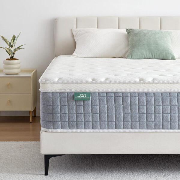 SZSL INDULGE IN COMFORT Matelas 180x200 20cm Épaisseur H3 H4,Matelas à Ressorts ensachés et à mémoire de Forme, Matelas Hybride 2 Personnes Ressort Ensachés, Parfait Soutien,Confortable et Durable