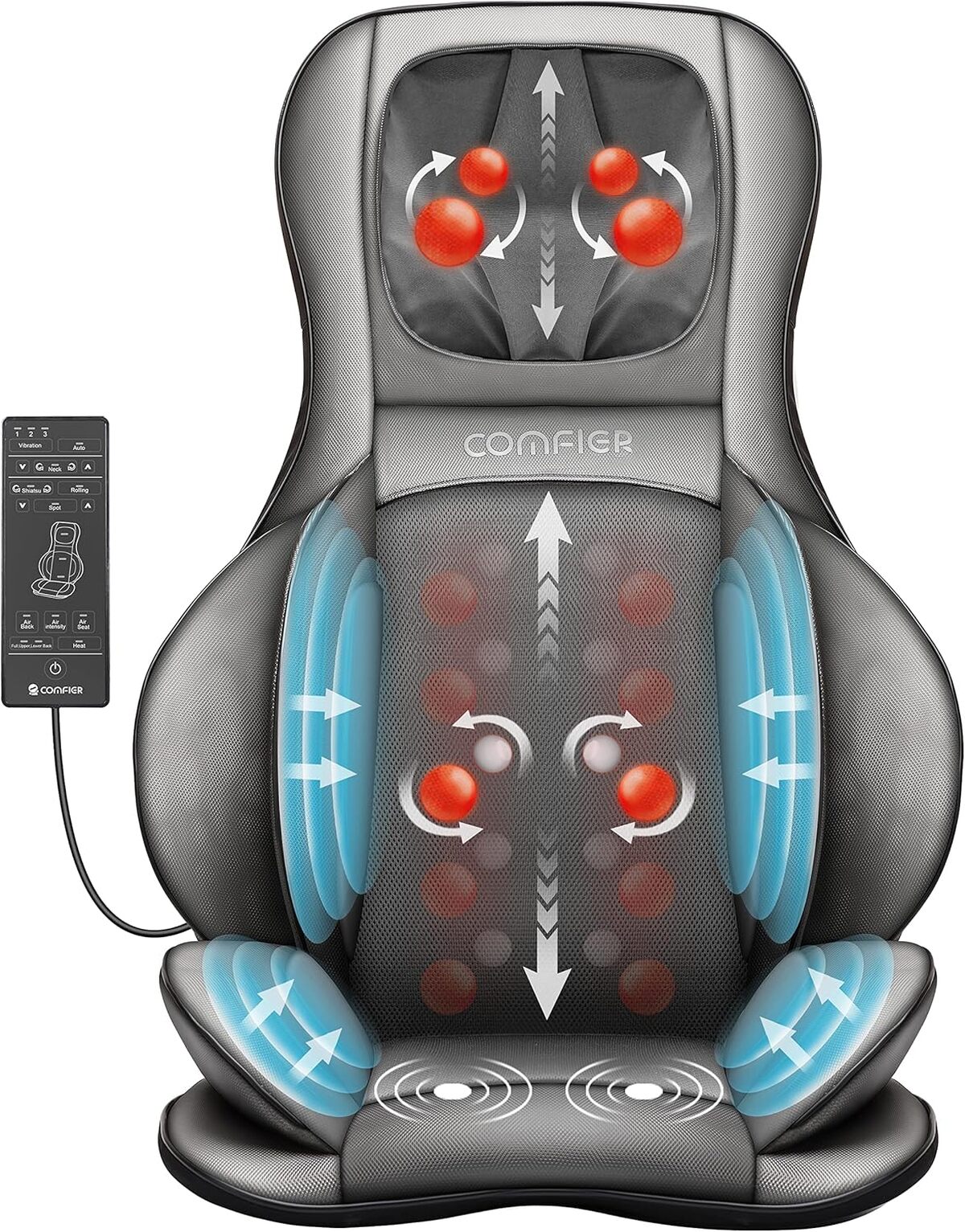Test du siège massant shiatsu Comfier avec compression et chaleur