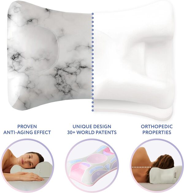 Sleep&Glow Omnia Oreiller en soie anti-rides de qualité supérieure - Coussin anti-âge contre les rides de sommeil - Développé par des orthopédistes - Hauteur réglable pour dormir sur le dos et sur le