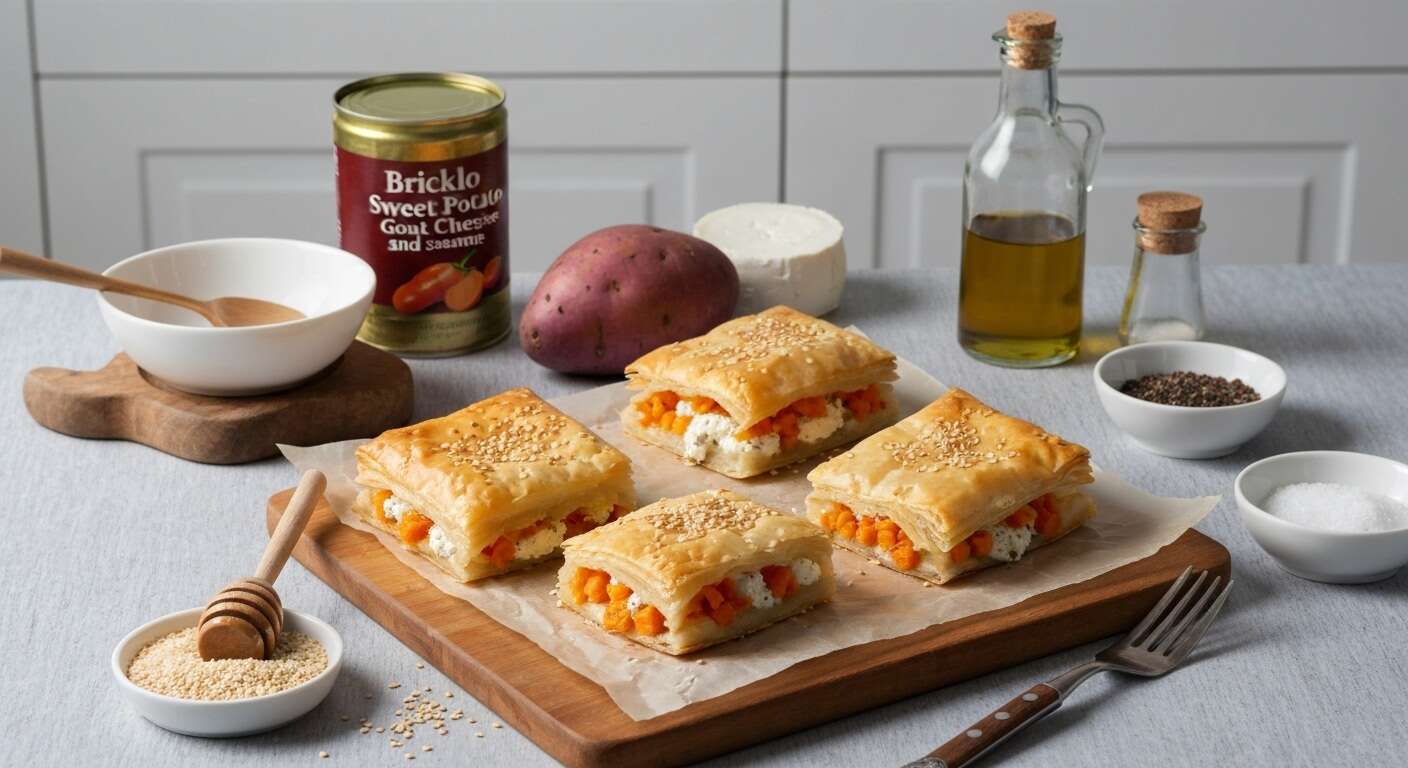 Recette de bricks patate douce, chèvre et sésame