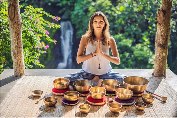 Set Bol Chantant XDrum Omshanti 25 cm - Poids : 1900g - fait main en Inde - idéal pour méditation et thérapie - coussin assorti inclus