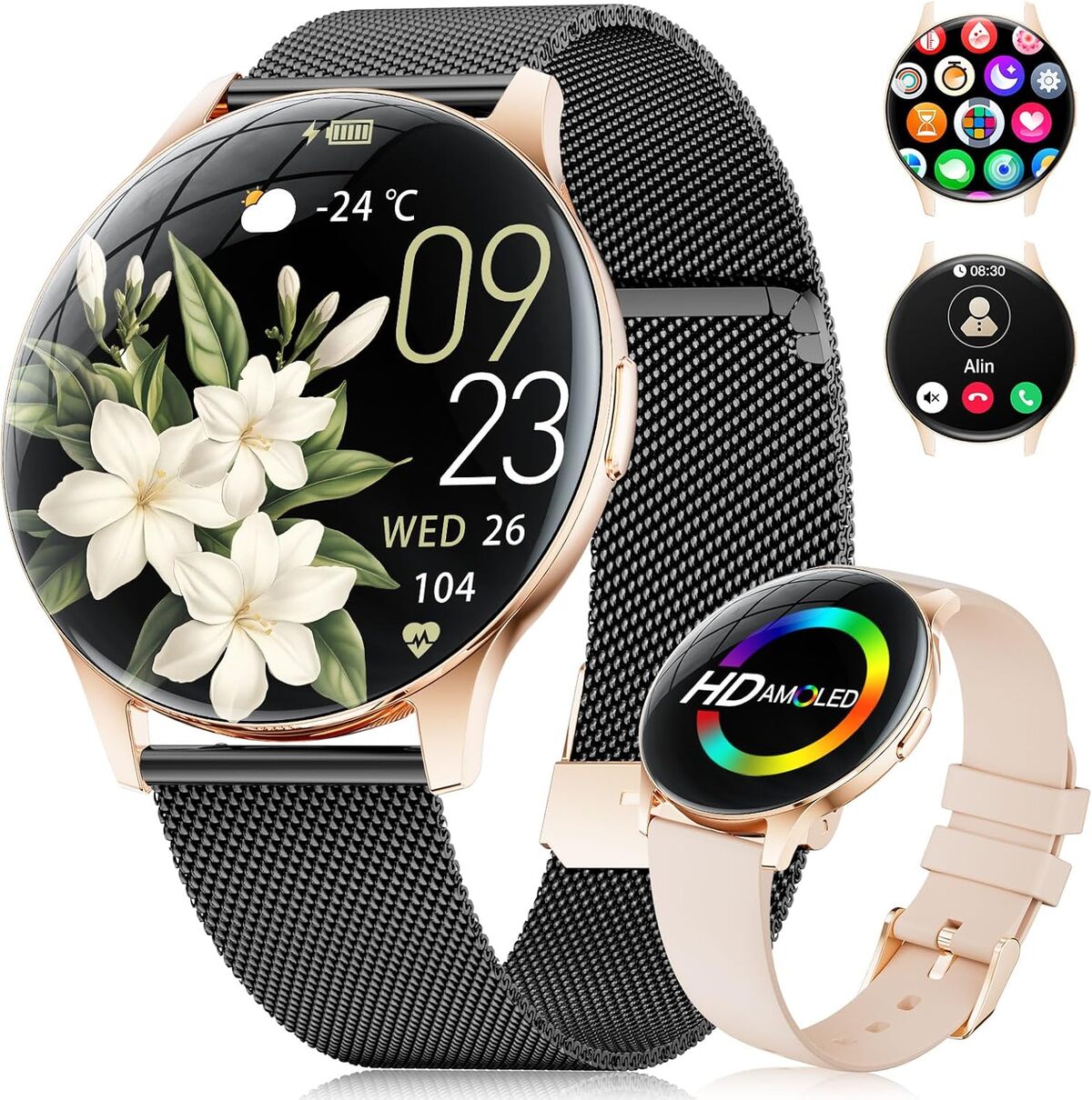 Test : benyar smart montre connectée femme, écran AMOLED et 100+ modes sportifs