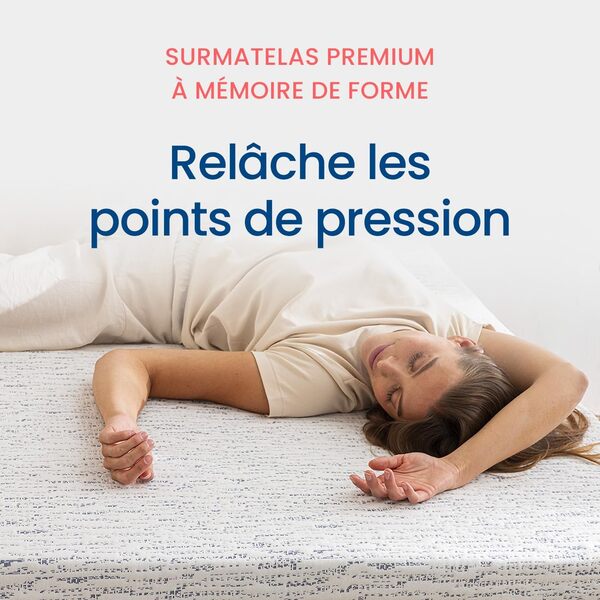 Surmatelas 160 x 200 - Viscosoft, Premium 8cm Mémoire de Forme, Confort Moelleux, Mousse infusée Gel, Soulage Le Dos, Housse déhoussable et Anti-dérapante, Idéal sur Matelas 160 x 200