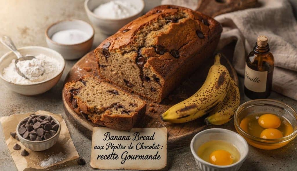 Banana Bread aux Pépites de Chocolat : recette Gourmande