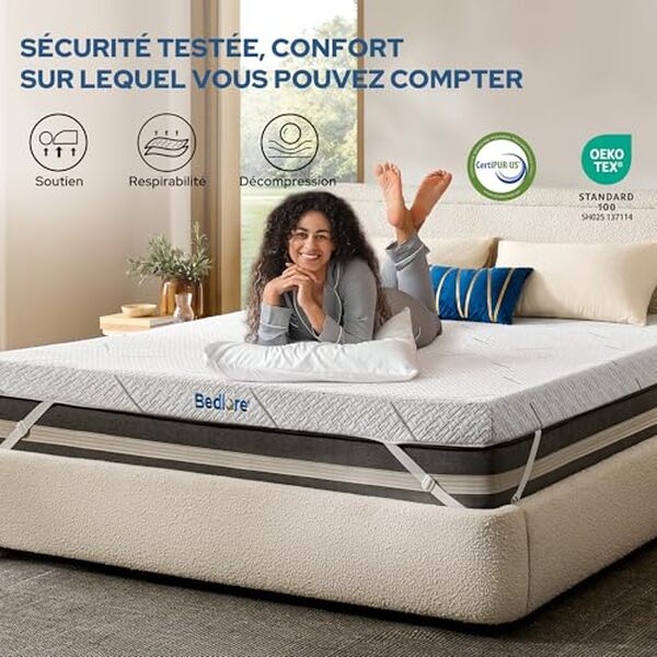 Découvrez notre avis sur le surmatelas bedlore 160x200 cm et son confort exceptionnel. Une solution idéale pour améliorer votre sommeil grâce à sa respirabilité optimale et son soutien parfait.
